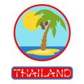 Tropical island with palm trees. Vector illustration icon for Thailand traveling. Royalty Free Stock Photo