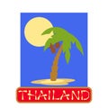 Tropical island with palm trees. Vector illustration icon for Thailand traveling. Royalty Free Stock Photo