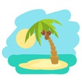 Tropical island with palm trees. Vector illustration icon for Thailand traveling. Royalty Free Stock Photo
