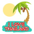 Tropical island with palm trees. Vector illustration icon for Thailand traveling. Royalty Free Stock Photo