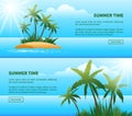 Tropical island, palm trees web banners Royalty Free Stock Photo