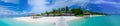 Tropical island panorama view at Maldives Royalty Free Stock Photo