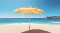 Tropical Island Paradise: Realistic Rendering Of Striped Beach Umbrella On Bondi Beach Royalty Free Stock Photo