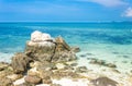 Tropical island rock on the beach with blue sky. Koh kham pattaya thailand Royalty Free Stock Photo