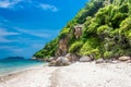Tropical island rock on the beach with blue sky. Koh kham pattaya thailand Royalty Free Stock Photo