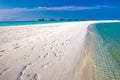 Tropical island with sandy beach, palm t Royalty Free Stock Photo