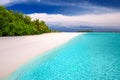 Tropical island with sandy beach and palm trees Royalty Free Stock Photo