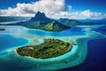 Tropical island at Seychelles in the Indian Ocean, Bora bora aerial view, tahiti french polynesia, AI Generated