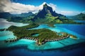 Tropical island at Seychelles - nature and travel background, Bora bora aerial view, tahiti french polynesia, AI Generated