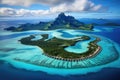 Tropical island at Seychelles, view from above, Bora bora aerial view, tahiti french polynesia, AI Generated