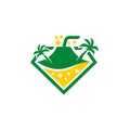 tropical island volcano soda beverage drink vector icon