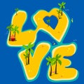 Tropical islands forming the word love. Vector Illustration Royalty Free Stock Photo