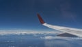 Tropical islands scattered in the ocean are visible from the aircraft. Royalty Free Stock Photo