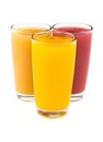 Tropical juices in glasses