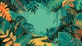 Tropical Jungle Illustration with Exotic Flora and Fauna