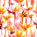 Tropical jungle seamless pattern print watercolor tie dye endless repeat flower pastel delicate