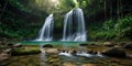 Tropical Jungle Waterfall with Crystal Clear Pool Royalty Free Stock Photo