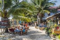 Tropical koh rong island main tourist village view in cambodia