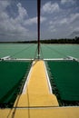 Tropical lagoon catamaran navigable in dominicana Royalty Free Stock Photo