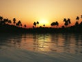 Tropical lagoon at sunset.