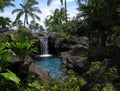 Tropical lagoon and waterfall