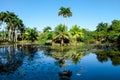 Tropical lake nearby crocodile farm at Playa Larga, Cuba