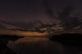 Tropical lake in sunset time. Bali island, Indonesia. Panorama. Royalty Free Stock Photo