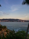 Tropical landscape of Acapulco beach, Mexico in the evening Royalty Free Stock Photo