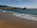 Tropical landscape of Acapulco beach, Mexico in the evening Royalty Free Stock Photo