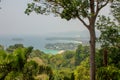 Tropical landscape of beautiful forest on the hill and ocean at background. Thailand. Asia. Greenery Royalty Free Stock Photo