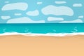 Tropical landscape of coast beautiful sea shore beach on good sunny day flat vector illustration Royalty Free Stock Photo