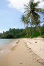 Tropical landscape with deserted amber sand beach, coconut palm trees and turquoise tropical sea on Koh Chang island in Thailand Royalty Free Stock Photo