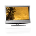 Tropical landscape on flat screen tv Royalty Free Stock Photo