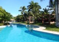 Pool landscape at a Caribbean tropical resort. Royalty Free Stock Photo