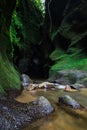 Tropical Landscape. Hidden Canyon In The Jungle. River In Rain Forest. Soft Focus. Landscape Background. Slow Shutter Speed,