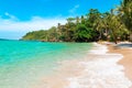 Tropical landscape at Koh Kood is a tropical island with emerald green water and beautiful tropical beaches in the clear blue sky Royalty Free Stock Photo