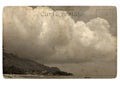 Tropical landscape, Seychelles. Old postcard. Royalty Free Stock Photo