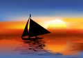 A Tropical Landscape Sunset with a boat Royalty Free Stock Photo