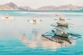 Tropical landscape with traditional boats of the Philippines. Elnido, the island of Palawan