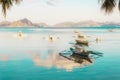 Tropical landscape with traditional boats of the Philippines. Elnido, the island of Palawan