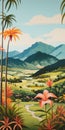 Tropical Landscape: A Vibrant Swiss Realism Masterpiece Royalty Free Stock Photo