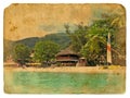 Tropical Landscapes. Old postcard. Royalty Free Stock Photo