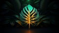 Tropical Leaf Logo: 3d Illustration With Luminous Shadows