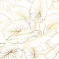 Tropical leaf luxury gold seamless pattern. Vector illustration.