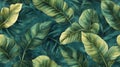 Tropical Leaf Pattern in Green and Yellow Hues Royalty Free Stock Photo