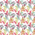 A tropical leafy print seamless vecor pattern