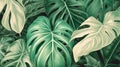 Tropical Leaves Background, Green Floral Pattern In Jungle, Illustration, Generative AI
