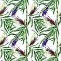 Tropical leaves bamboo tree pattern in a watercolor style. Royalty Free Stock Photo