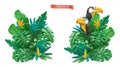 Tropical leaves design. Plasticine art illustration. vector objects