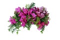 Tropical leaves and flower garland bouquet arrangement mixes orchids flower with tropical foliage fern, philodendron and ruscus